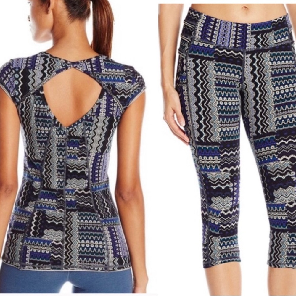 Prana Hemp / Cotton Top and Leggings Set - size large - color: Bluebell Fossil